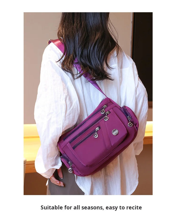 Bag Women's Large Capacity Shoulder Bag Waterproof and Wear Resistant Multi Pocket Commuter Leisure Outdoor Crossbody Bag