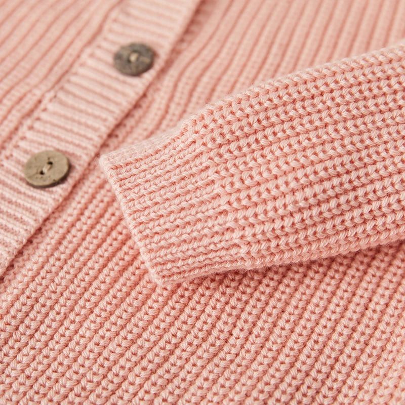 Suefunskry Baby Boys Girls Autumn Winter Knitted Sweater Long Sleeve Solid Color Single-breasted Knitwear Cardigan Jacket