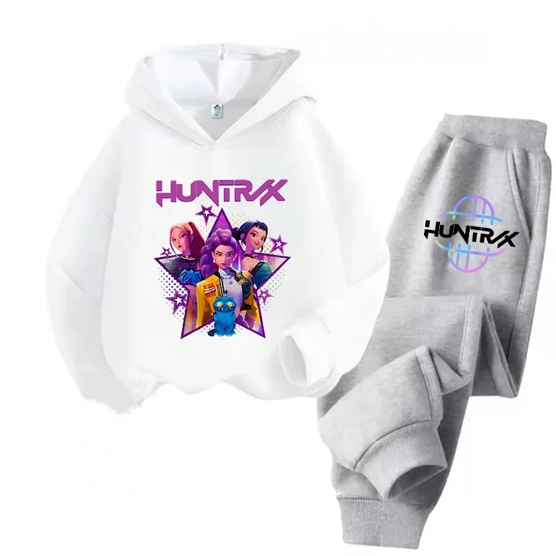 Streetwear 90s Sets Children Hoodies Kpop Demon Hunters Pullover Sweatshirt Anime Trucksuit Cartoon Girls Boy Kids  Clothes