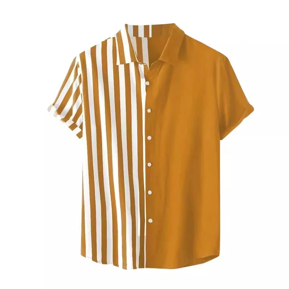 Stripe Men's Shirt Flower 2025 3d Print Shirt Casual Short-sleeved Tops Beach Party Shirts Man Hawaiian Shirt Male Clothes Loose
