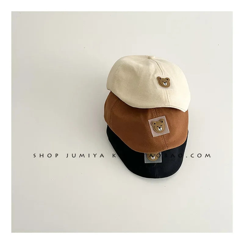 Hot Solid Color Children Berets Stripe Cotton Thin Fashion Simple Kids Hats & Caps Berretto Baby Caps for Boys Girls
