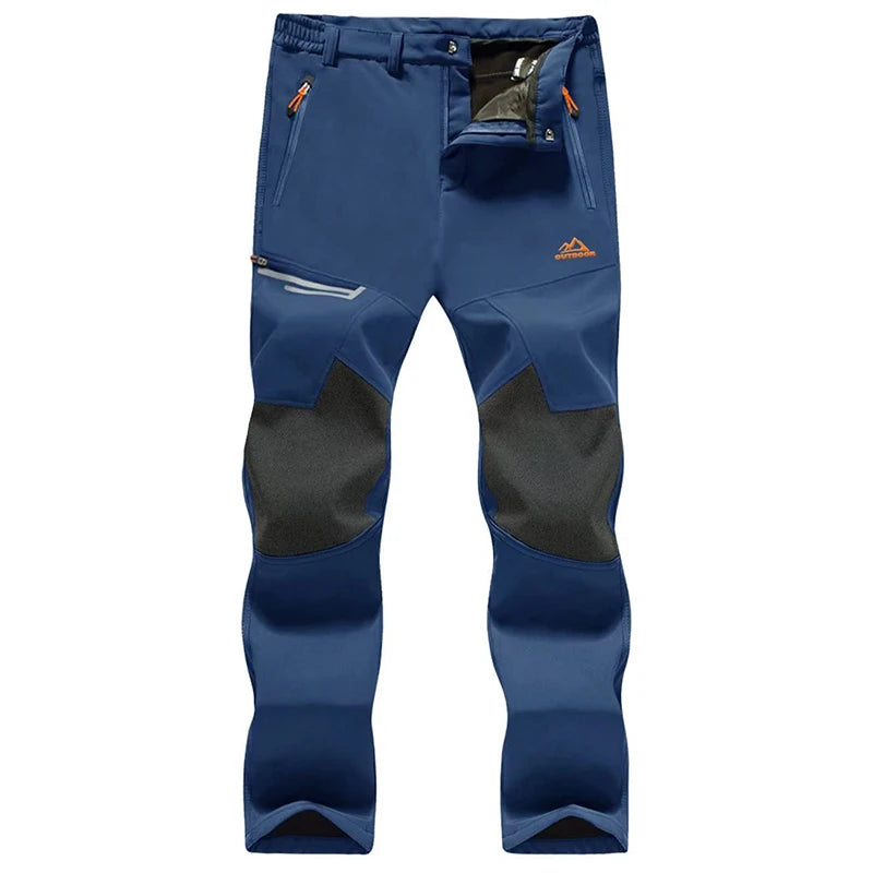 MAGCOMSEN Fleece Pants Men's Snow Ski Pants Windproof Shell Hiking Pants with 4 Zipper Pockets Winter Waterproof Trousers