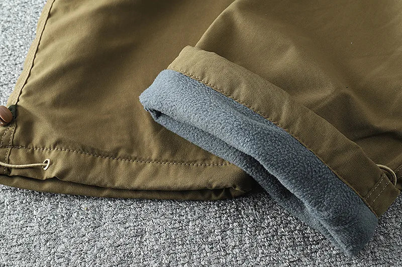 Waterproof Windproof Fleece-Lined Outdoor Pants Men's Straight-Leg Casual Trousers With Multiple Pockets For Winter