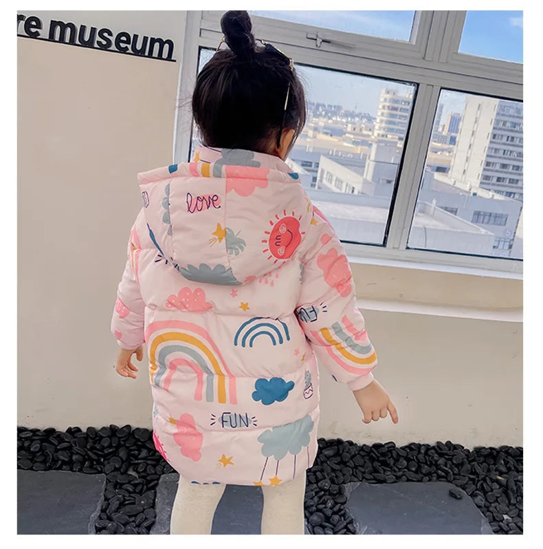 New Girls Boys Down Jacket Winter Coats Children Clothes Hooded Windbreaker Coat For Kids 2-7 Years Cotton Warm Outerwear Kids