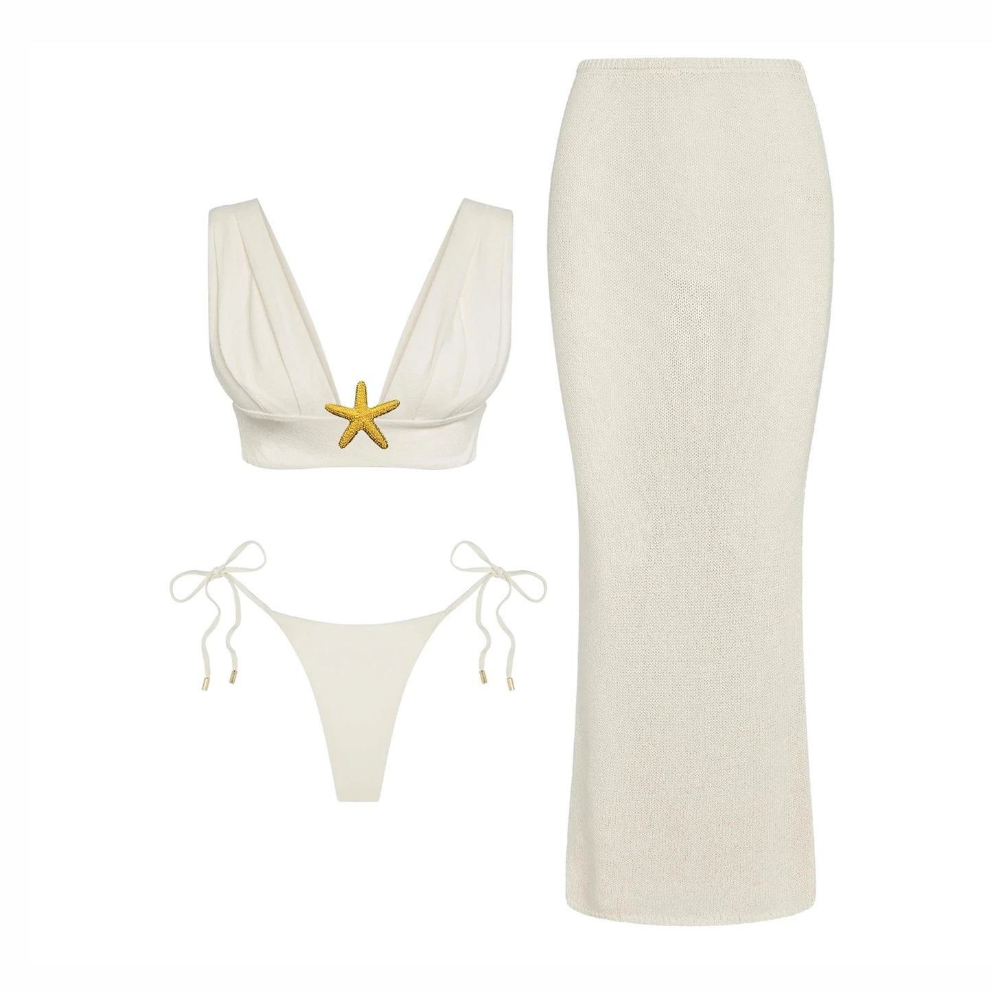 Sexy Bikini Set With Cover Up Luxury Woman Swimsuit Off Shoulder Swimwear High Waist Push Up Biquini Bathsuit Beach Outfits
