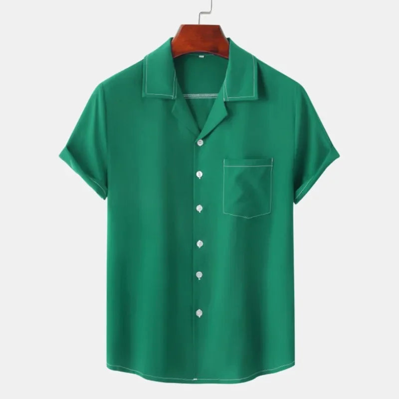 Solid Color Hawaiian Beach men's short-sleeved Tops Comfortable Casual Lapel men's Shirts Summer New men's short-sleeved Shirts