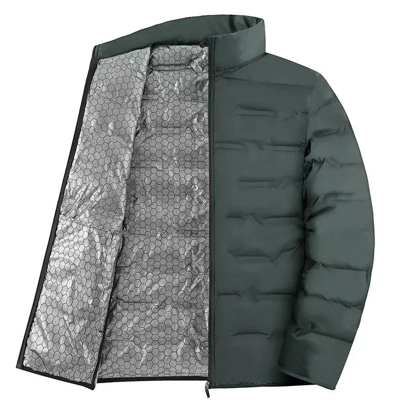 Graphene Self-heating Down Jacket Men Solid Windproof Pleated Down Jackets Stand Collar Classical Warm Winter Jackets Male