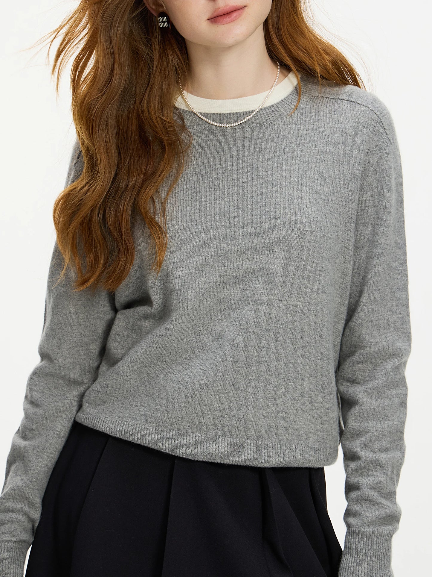 FSLE 100% Wool Seamless One-piece Knit Shirt Sweater For Women Autumn Winter New Design Wool Crew Neck Versatile Casual Sweater