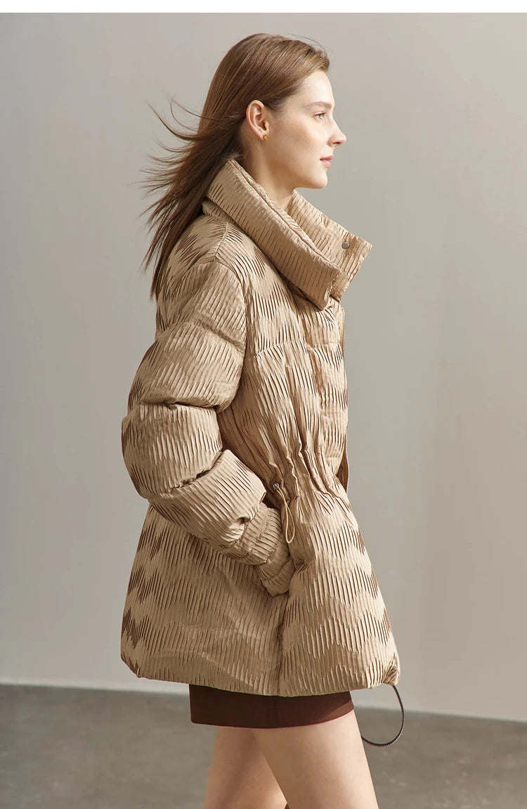 AMII Minimalist Duck Down Puffer Coat Women Winter 2025 Lightweight Stand Collar Lapel Warm Outerwear New Jackets 12344052