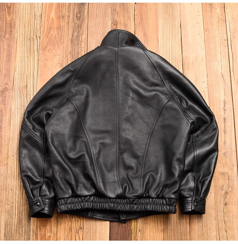 Mauroicardi Spring Autumn Cool Handsome Black Hard Pu Leather Jacket Men Zipper Luxury Designer American Vintage Clothes 2024