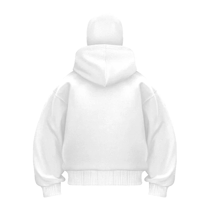 Plain Design Hooded Zip Up Sweatshirt for Men Women Autumn Winter Ins Style Couple Matching