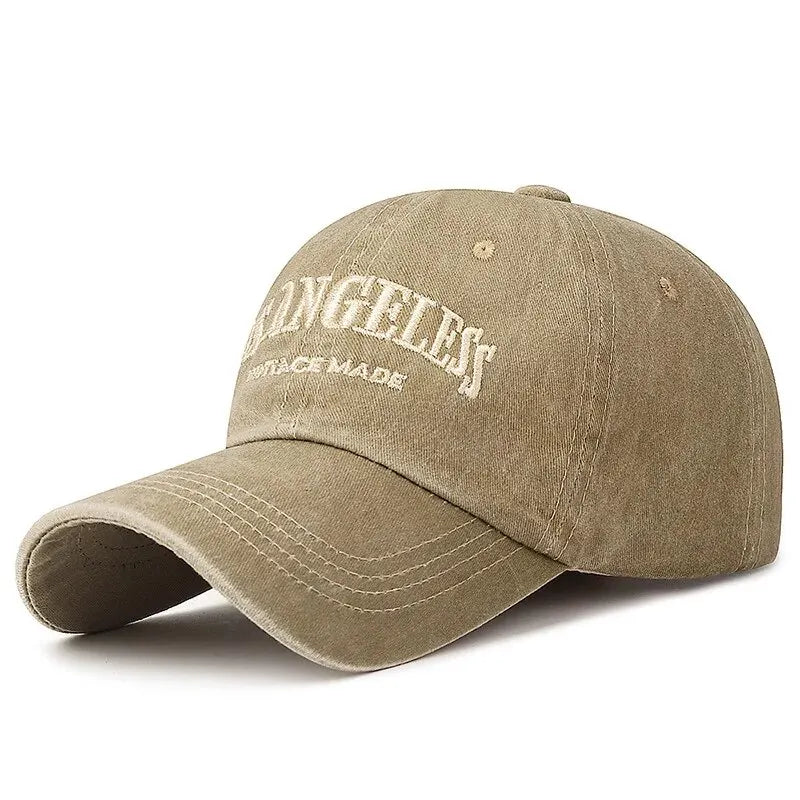 New Soft Top Washed Vintage Coated Cloth Cap Three-Dimensional Embroidery Sunhat Distressed White Casual Baseball Cap