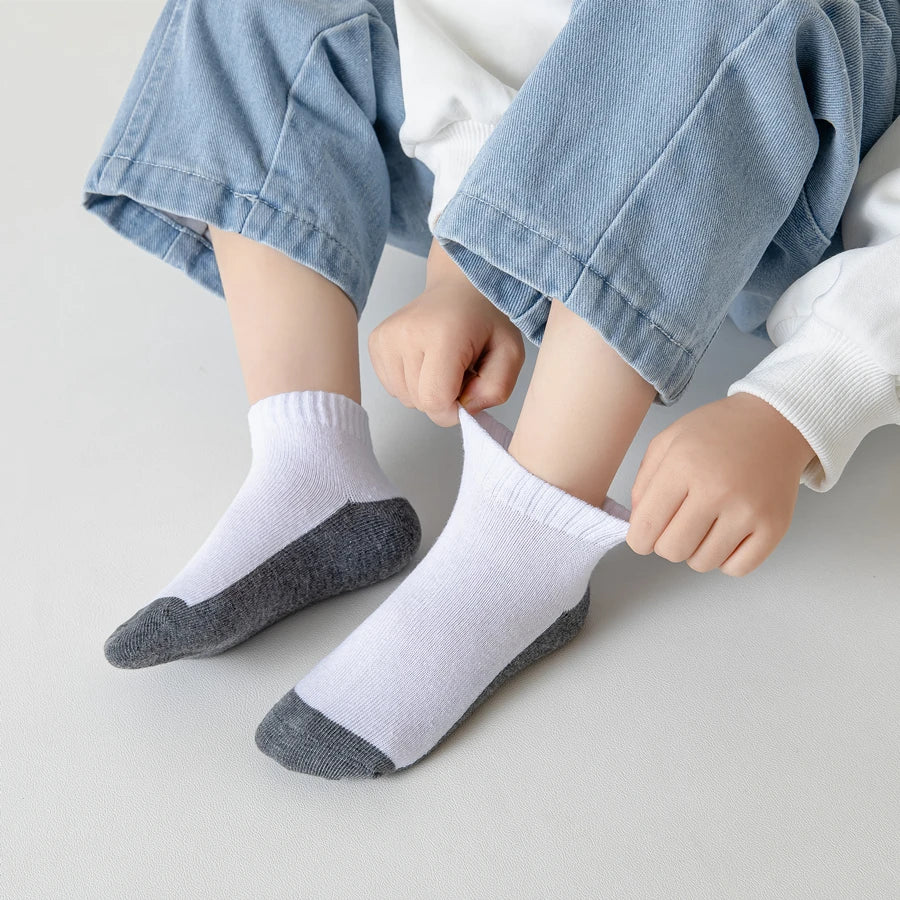 5 Pairs/Lot 2024 New Summer Children Socks Cotton Kids Teen Fashion Black White Gray For 1-12 Years Student Baby Girl Boy Socks