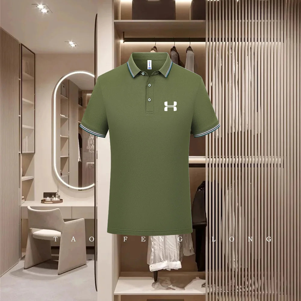 Golf Fashion Colorful Solid Color Collar Knitted Shirt Men's and Women's Casual 2026 Summer Short sleeved Top T-shirt