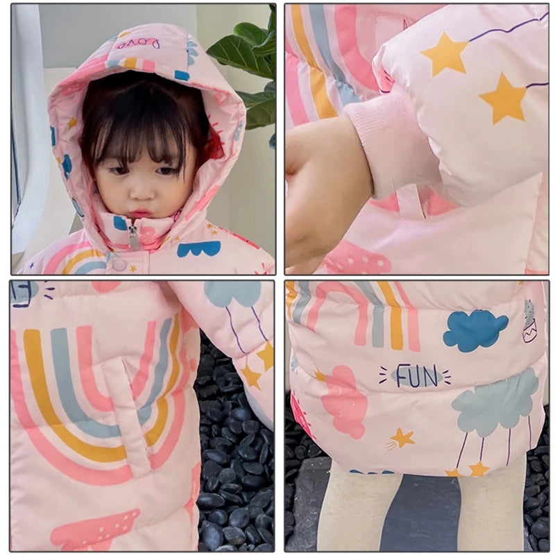 New Girls Boys Down Jacket Winter Coats Children Clothes Hooded Windbreaker Coat For Kids 2-7 Years Cotton Warm Outerwear Kids