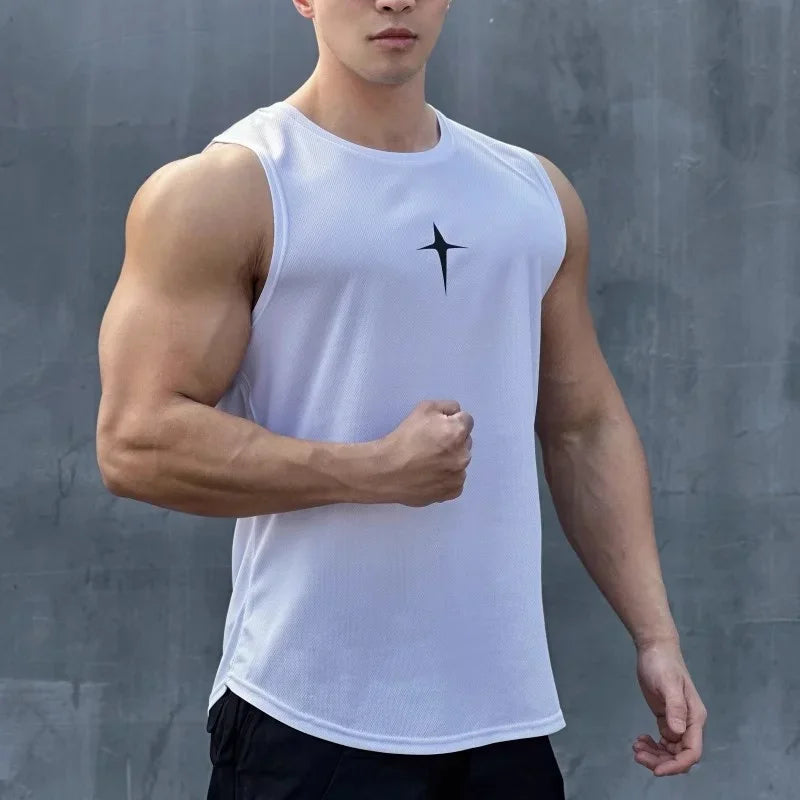 summer Sleeveless vest outdoor sport tank top running fitness undershirt quick drying round neck gym T-shirt men Breathable tops