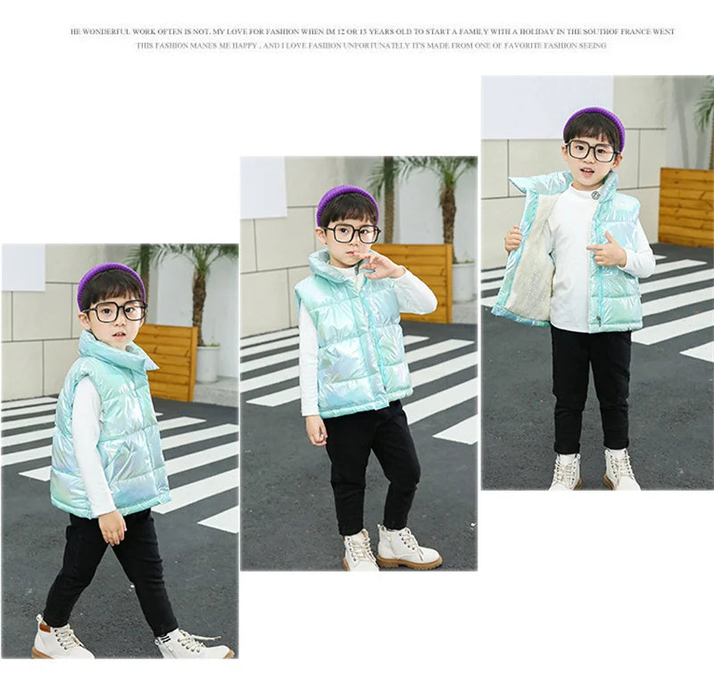 2023 Autumn Children Warm Thicken Vest Baby Cotton Waistcoat Kids Outerwear Coat Children Clothing Boys Girls Brand Jackets Vest