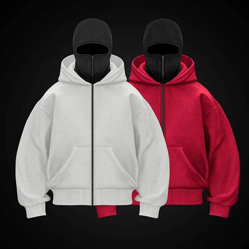Plain Design Hooded Zip Up Sweatshirt for Men Women Autumn Winter Ins Style Couple Matching