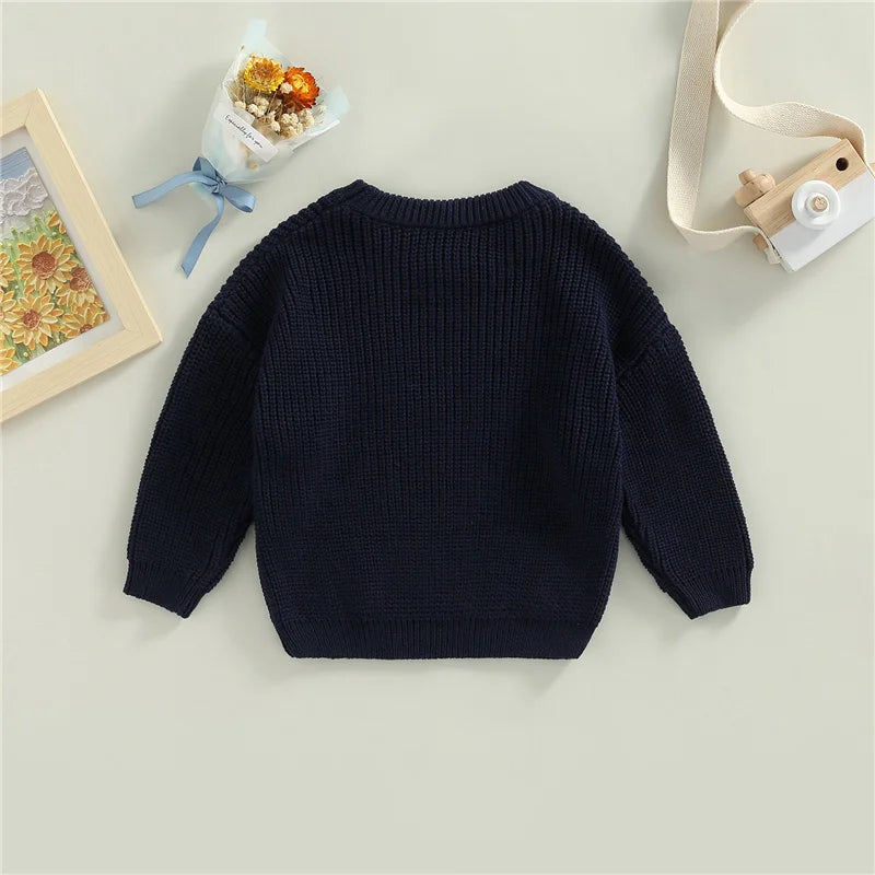 Suefunskry Newborn Baby Girl Boy Knitted Long Sleeve Autumn Winter Sweater Solid Loose Pullover Casual Tops Kids Clothes 3M-5Y