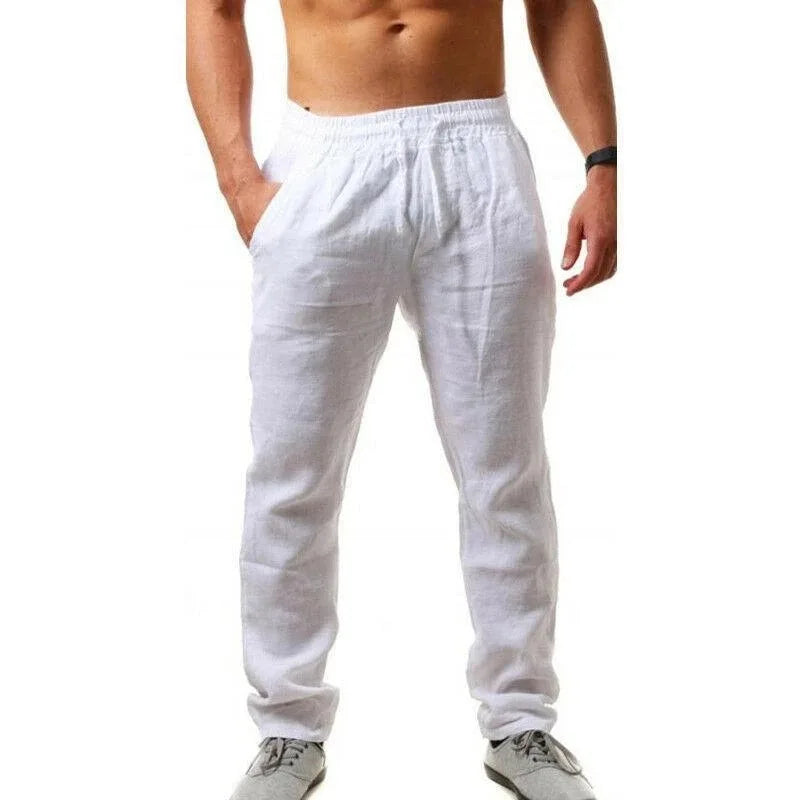 Spring/Summer New 9 Colors Men's Solid Color Cotton Linen Pants Autumn Streetwear Fashion Casual Solid Color Loose Trousers