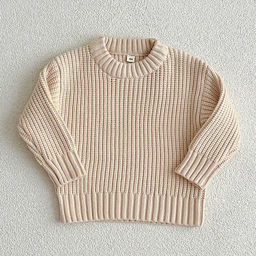 2025 New Spring Baby Girls Sweater Long Sleeved Solid Color Newborn Baby Girls Boys Knitted Pullover Tops 0-6Yrs Kids Sweater