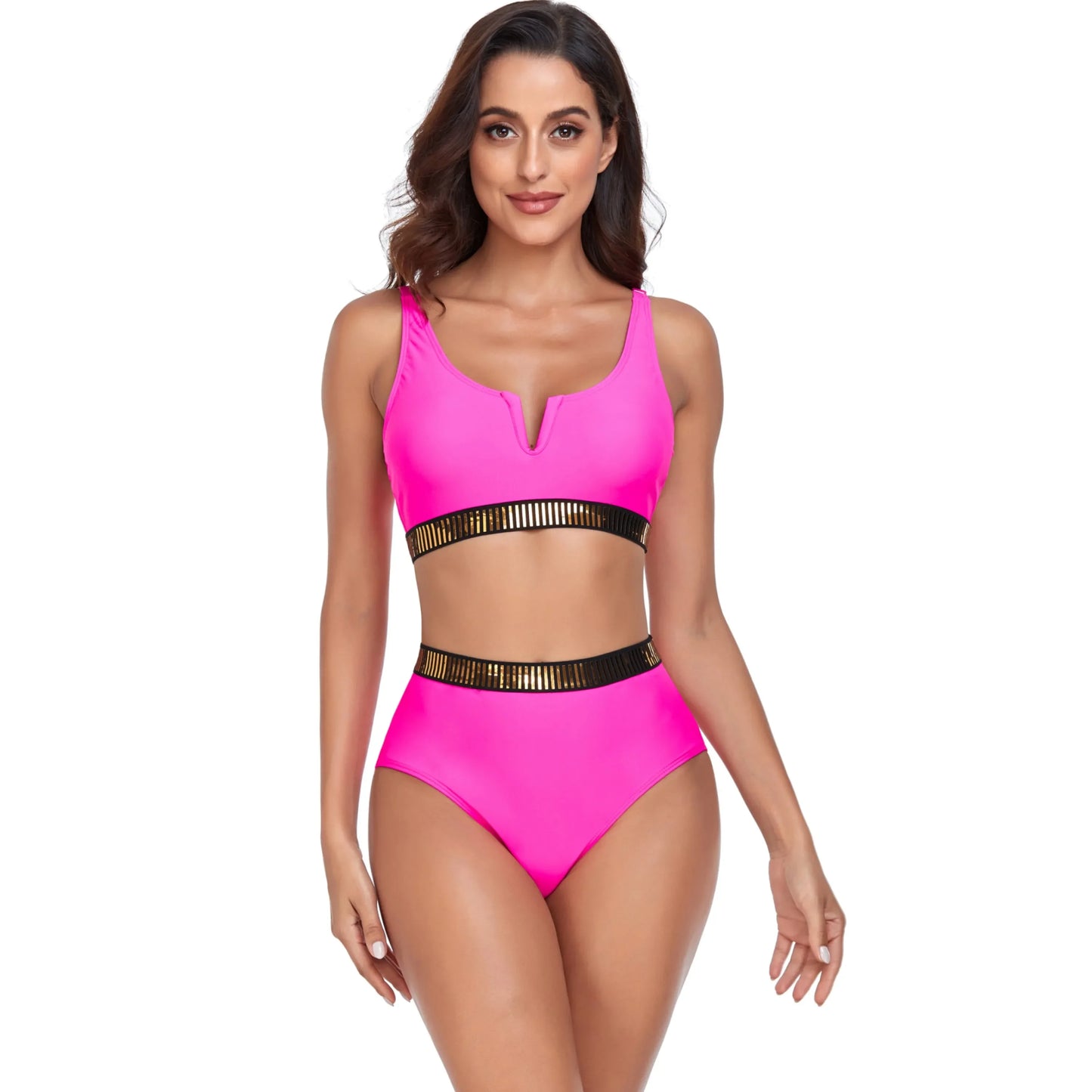 VYLYNK Bikinis Sets Swimsuit 2025 Women Two-Piece Swimwear High Waist Bathers Female Short Tankini Pool Swimming suit Beachwear
