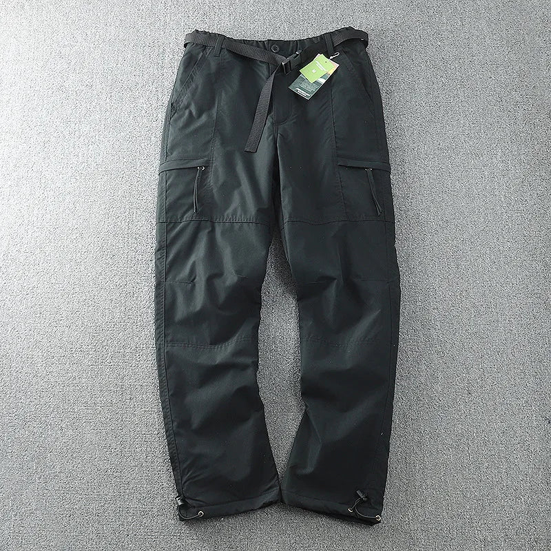 Waterproof Windproof Fleece-Lined Outdoor Pants Men's Straight-Leg Casual Trousers With Multiple Pockets For Winter