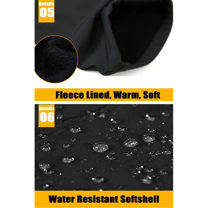 MAGCOMSEN Fleece Pants Men's Snow Ski Pants Windproof Shell Hiking Pants with 4 Zipper Pockets Winter Waterproof Trousers