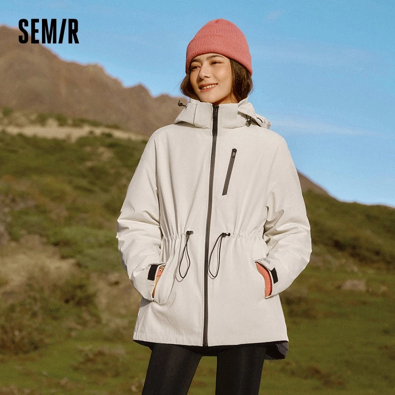 Semir Down Jacket Women 2024 New Two-Piece Three-in-One Outdoor Travel Daily Versatile Three-Resistant Outerwear for Women