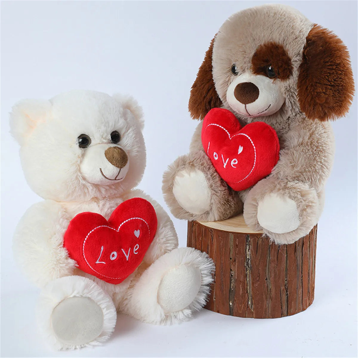 New 25cm Lovely Heart bear Fluffy Bear& Dog Stuffed Bear Soft Cute Animal Plush Toys For Lovers Birthday Gifts Valentine's Day