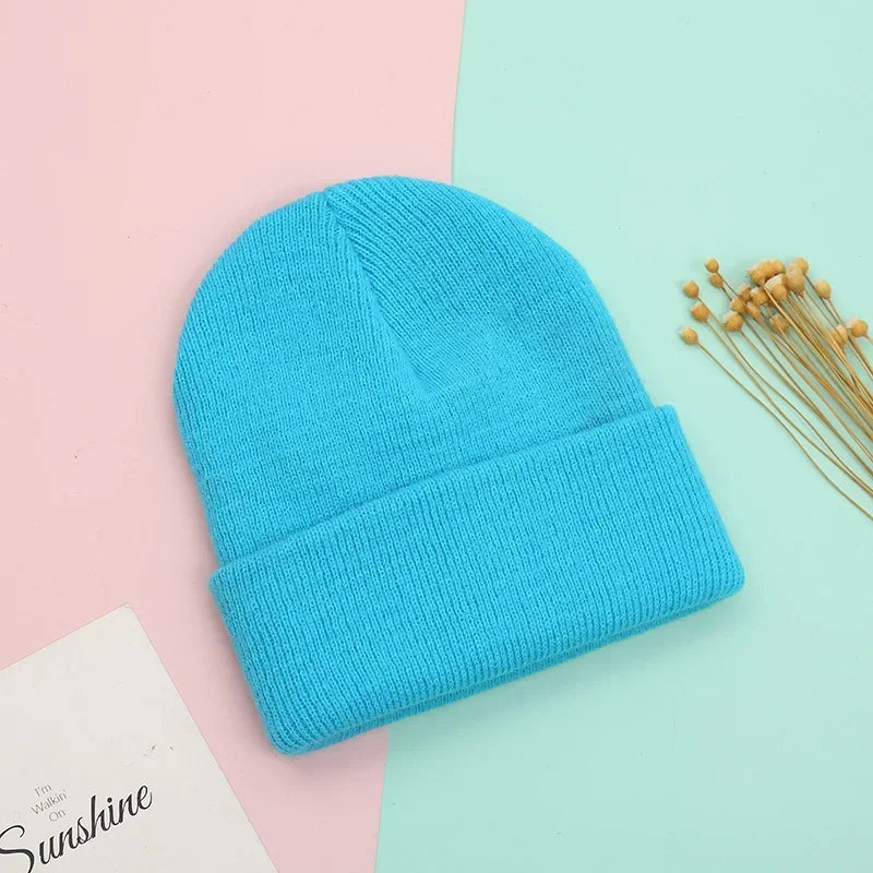 Dad Mother Kids Baby Hats for Girl Boy Newborn Beanie Infant Candy Color Winter Autumn Family Warm Knitted Parent Children Hat