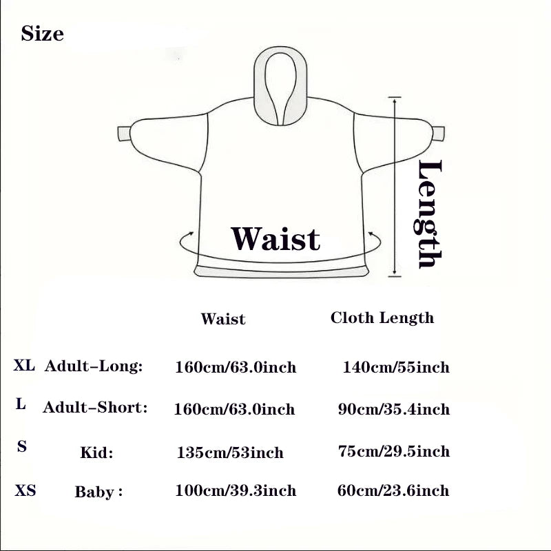 Extra Long Winter Hoodies Sherpa TV Blanket Plush Fleece Family Matching Outfits Sweatshirts Avocado Dinosaur Homewear Oversized