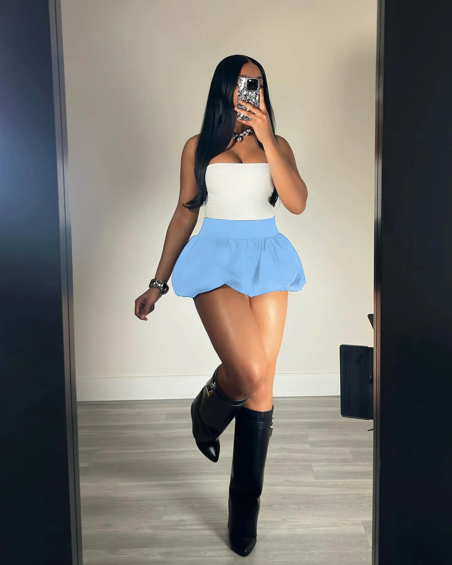 Women Leopard Print Bubble Mini Skirt High Waist Cute Puffy Hem Puffer A Line Short Skirts Y2K Going Out Night Club Party Skirts