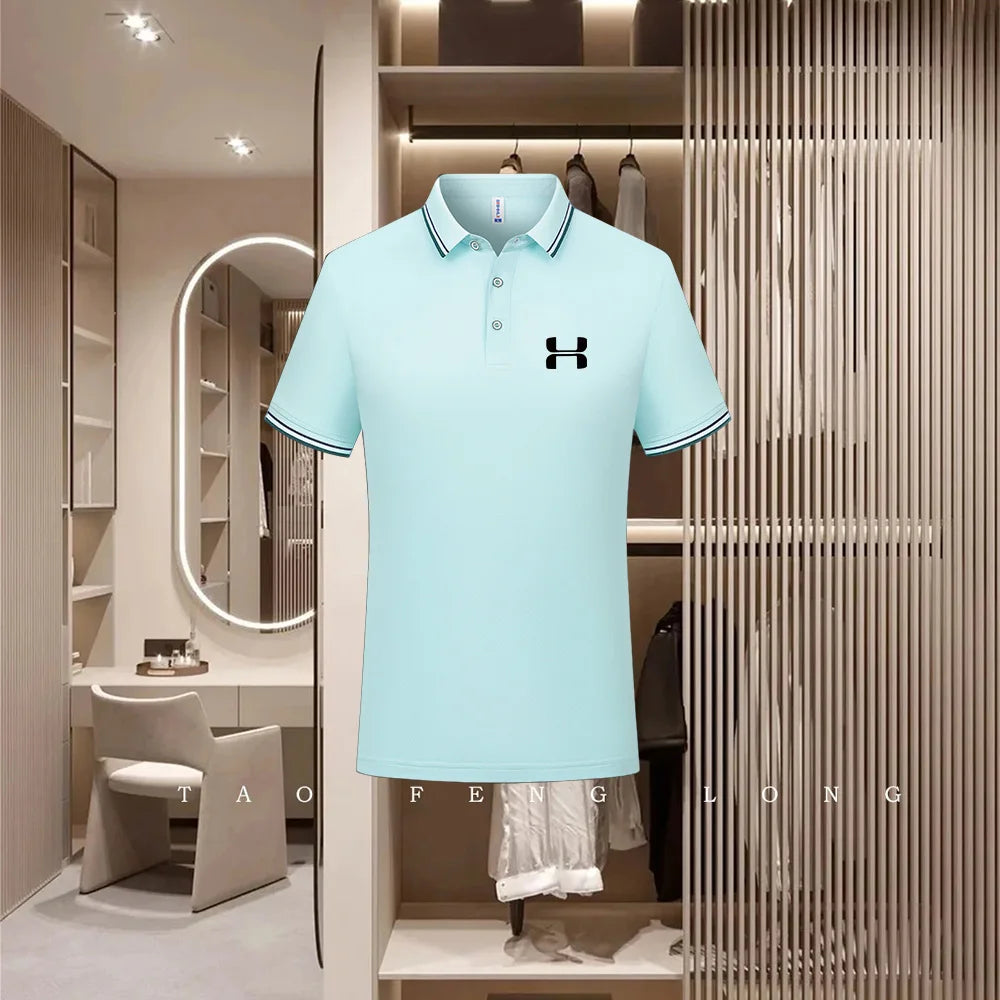 Golf Fashion Colorful Solid Color Collar Knitted Shirt Men's and Women's Casual 2026 Summer Short sleeved Top T-shirt