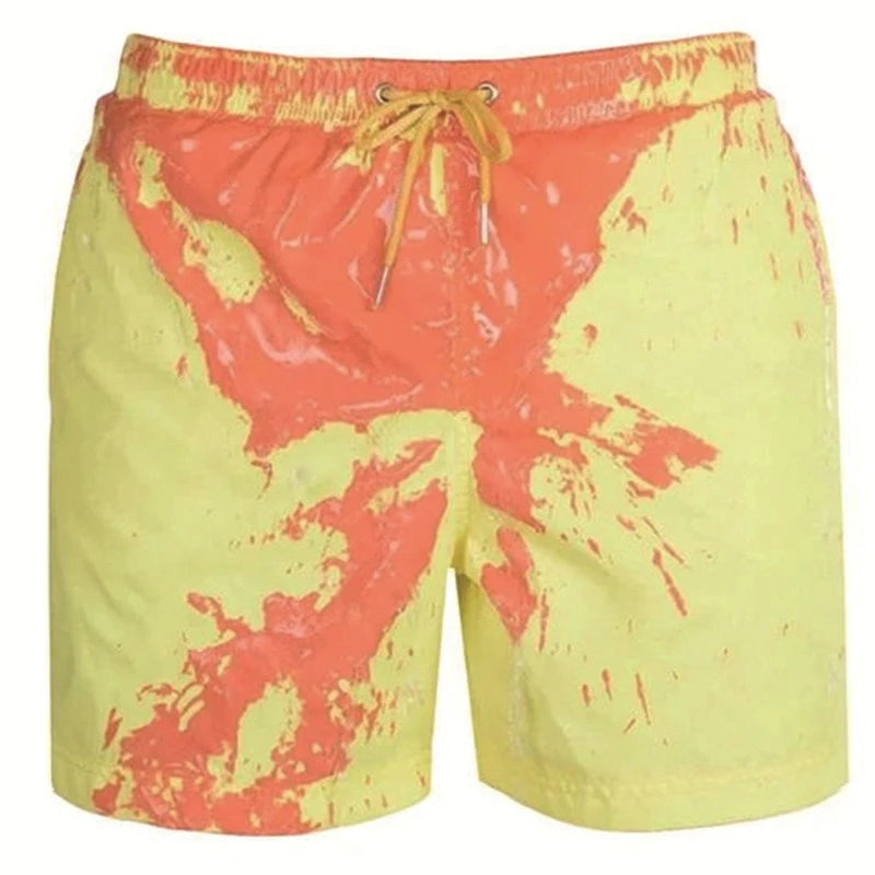 Magical Color Changing Board Shorts Men Summer Discoloration Swimming Trunks Swimwear Swim Surf Short Wear Quick Dry Beach Pants