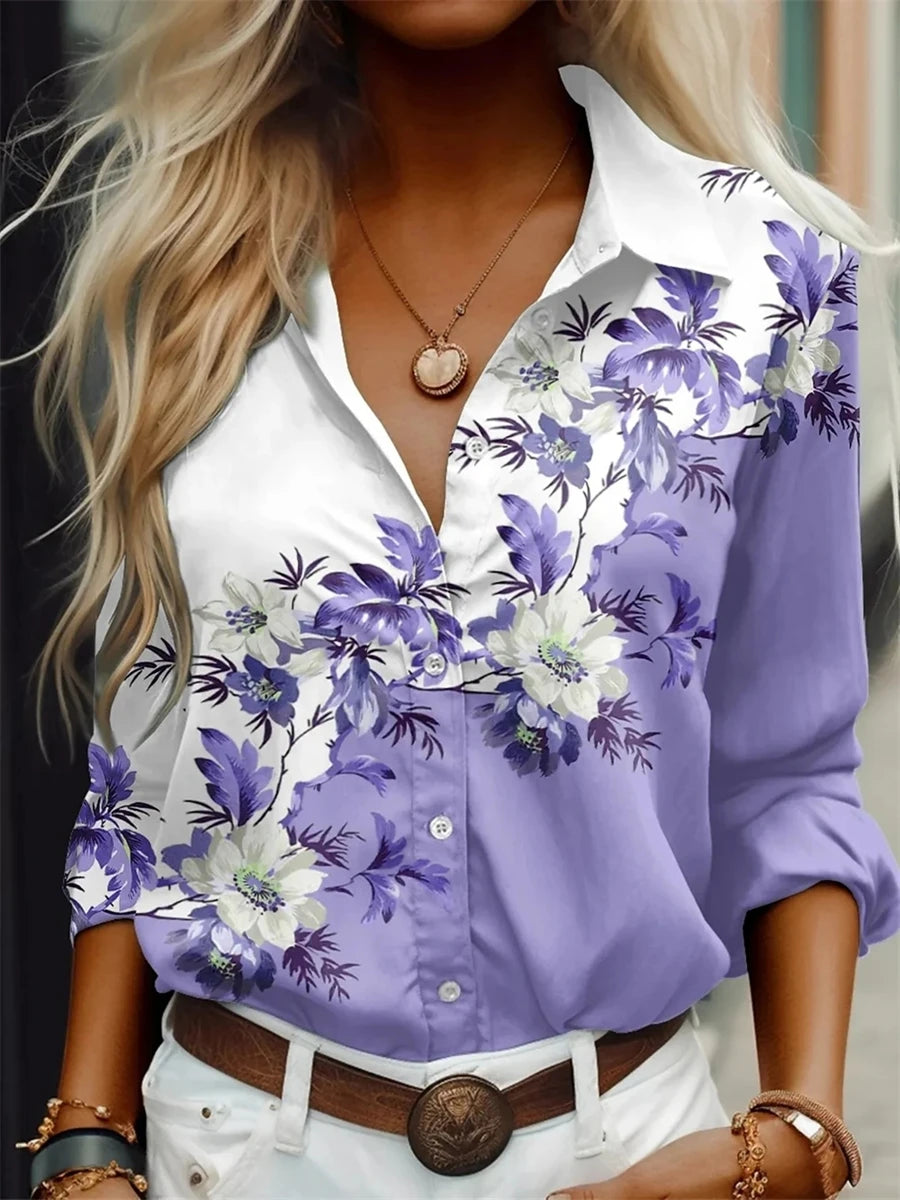 Women's shirt fashion shirt 3D printing high-definition pattern long-sleeved shirt daily casual shirt xs-6xl soft fabric