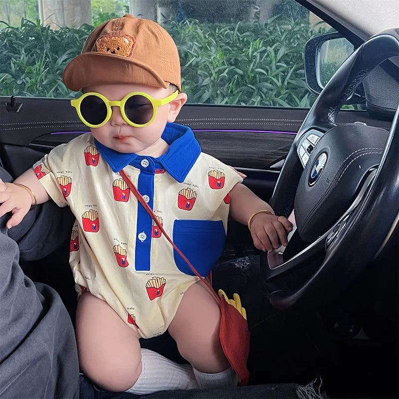 Baby Summer Rompers for Girls Boys Cute Printed Toddler One-Piece Jumpsuit Fashion Korean Infant Overalls Clothing 0-2 Years