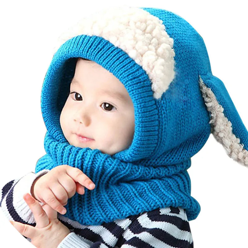 Baby Winter Hat With Scarf Toddler Winter Beanie Warm Hat Hooded Scarf Earflap Knitted Cap Cute Kids Hat Scarf Set