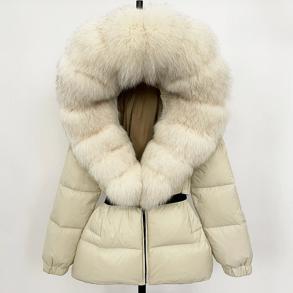 OFTBUY 2025 Winter Clothing Puffer Jacket Women Real Fox Fur Hooded Thick Warm 90% White Duck Down Coat Female Parkas Waterproof