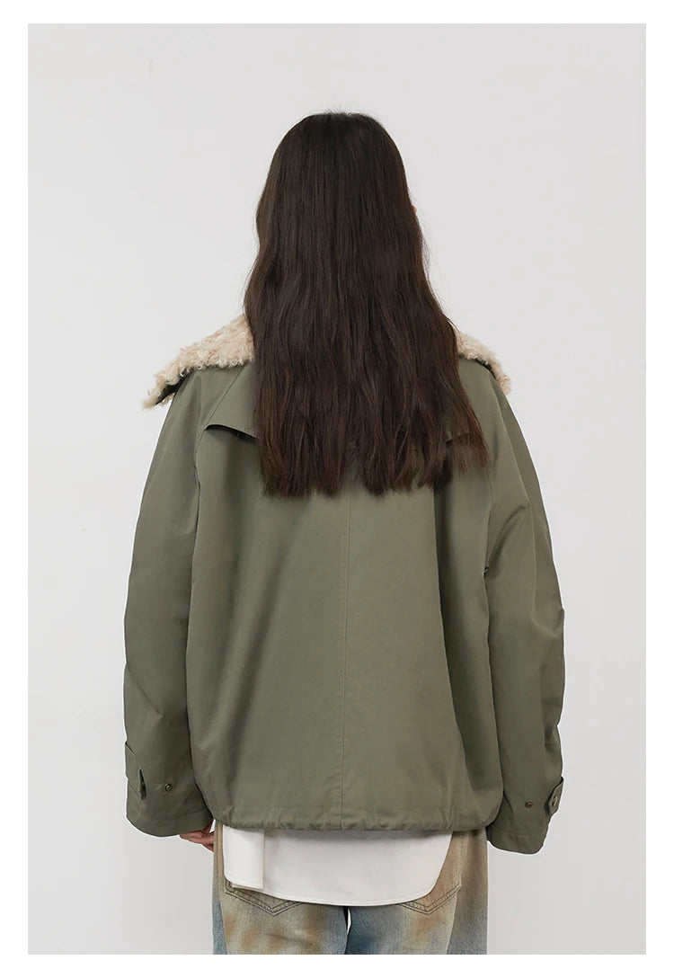 CHIC VEN Women Coats Streetwear Loose Casual New Retro Motorcycle Cotton Jacket Thick Warm Female Overcoat Autumn Winter 2024