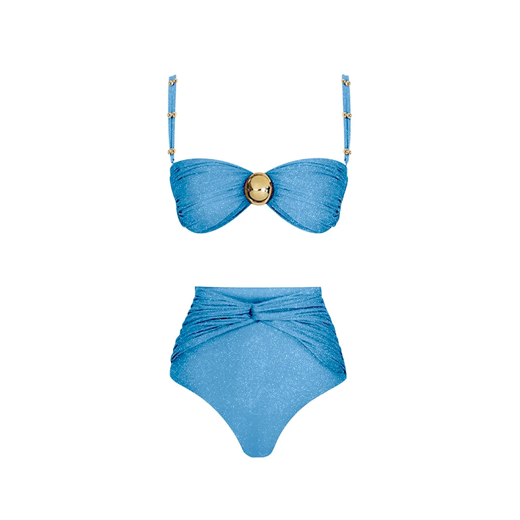 Sexy Bikini Set With Cover Up Luxury Woman Swimsuit Off Shoulder Swimwear High Waist Push Up Biquini Bathsuit Beach Outfits
