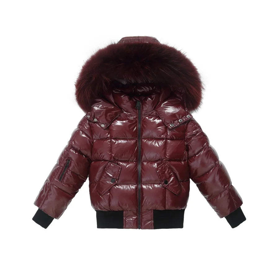 AP 2025 winter children coats waterproof shine fabric and filling  white duck down girls boys outerwear