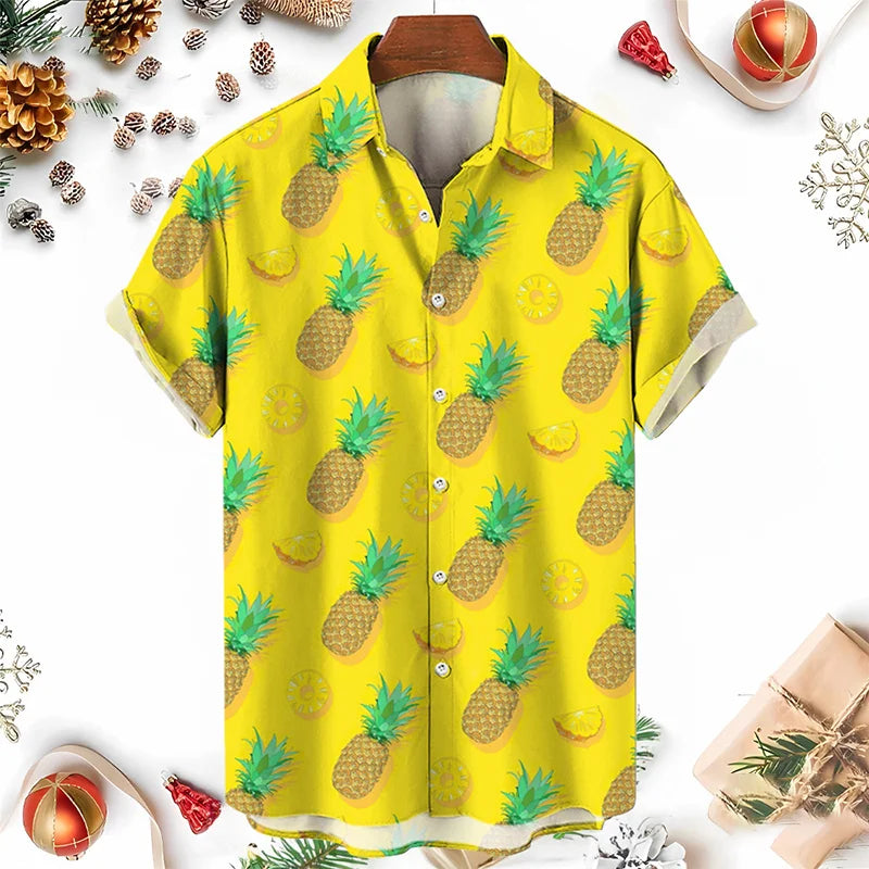 Men's Shirts 3D Fruit Pineapple Printed Shirts For Women New Summer Funny Streetwear Short Shirts Y2k  Mens Hawaiian Clothing