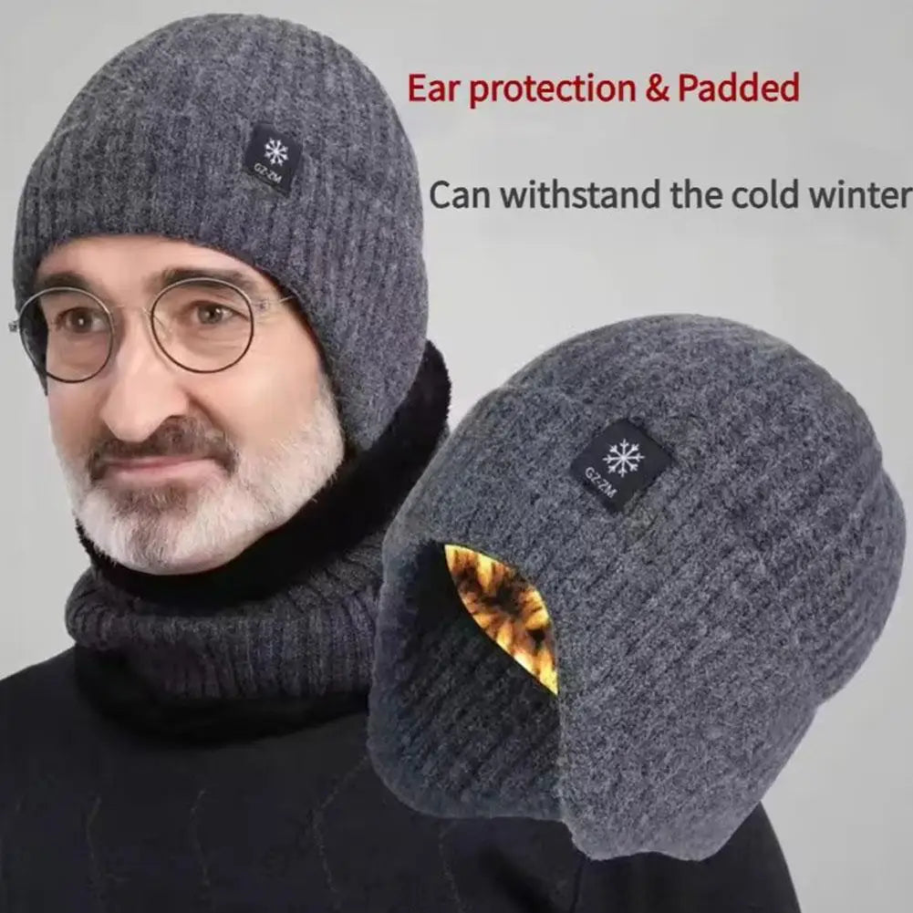 Male Winter Warm Hat Thickened Knitted Woolen Capprotect Ears For Middle-aged And Elderly People Father And Grandfather