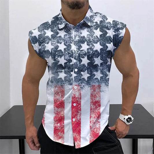 New Men's Sleeveless Shirt Summer Solid Color Comfort Casual Collar Beach Style Plus Size Men's Shirt