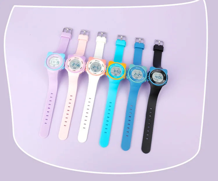 UTHAI C16 Girls And Boys Cute Meow Star Watches Kids Children's Junior High School Waterproof Alarm Clock Electronic Watch