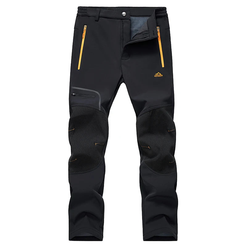 MAGCOMSEN Fleece Pants Men's Snow Ski Pants Windproof Shell Hiking Pants with 4 Zipper Pockets Winter Waterproof Trousers