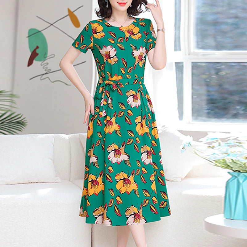 New Fashion Women Summer Dresses Hot Stylish O-Neck Print Floral Bohemian style Casual Loose sleeveless print Long Dress