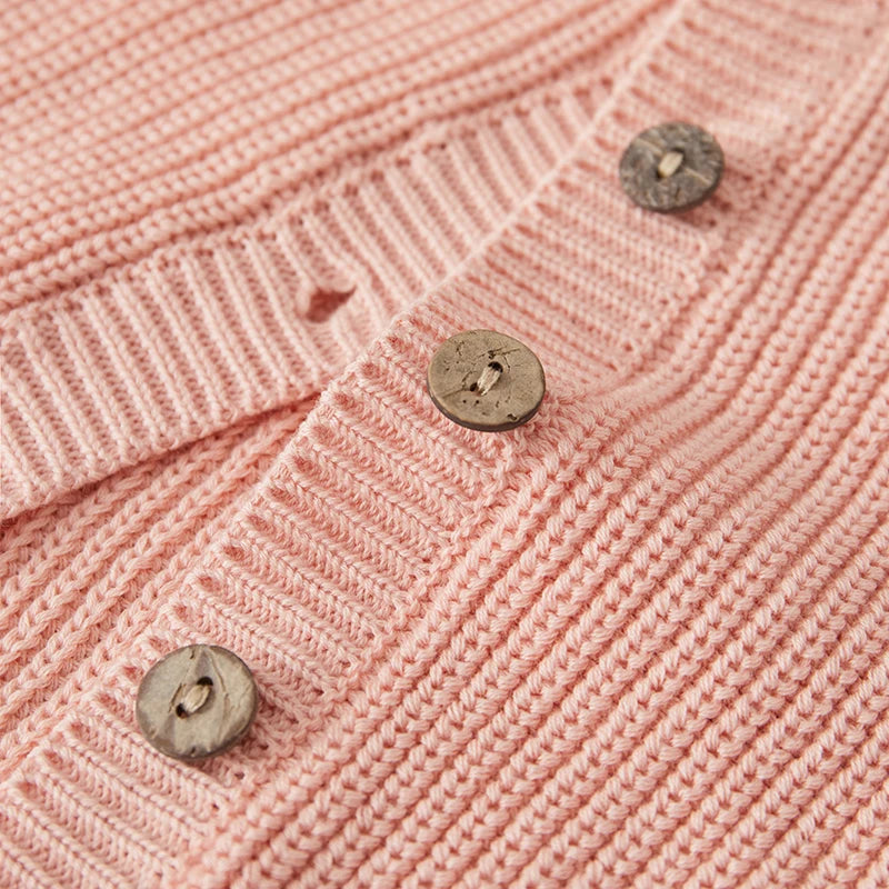 Suefunskry Baby Boys Girls Autumn Winter Knitted Sweater Long Sleeve Solid Color Single-breasted Knitwear Cardigan Jacket