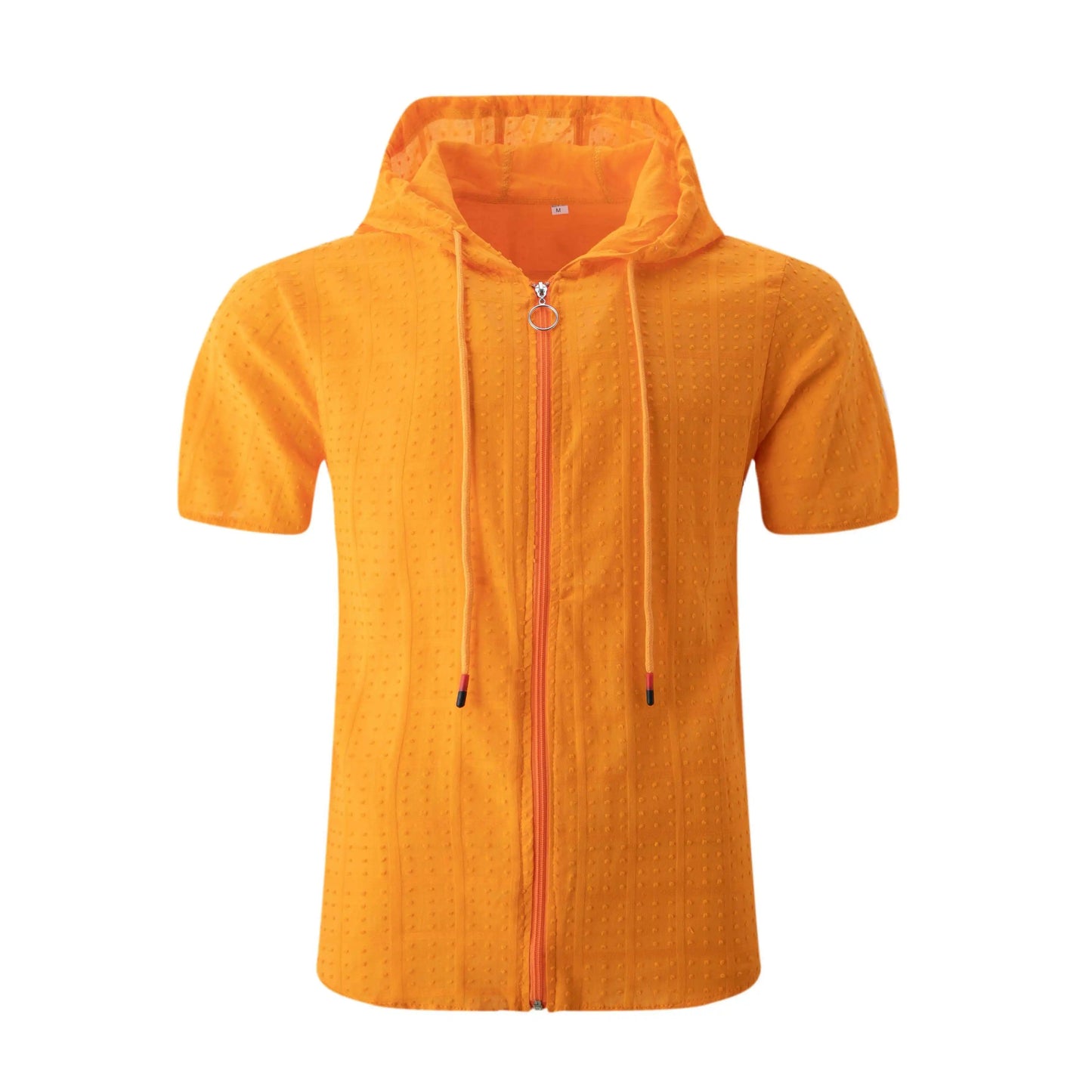 2026 summer new fashion plaid zipper sleeveless hooded cardigan T-shirt men's slim sports breathable fitness top